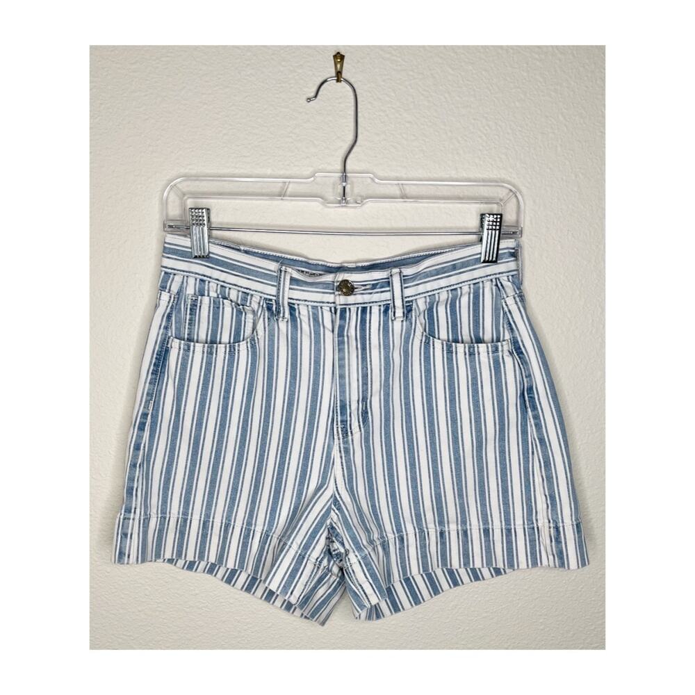 AMERICAN EAGLE Blue & White Striped Mom Shorts Size 4